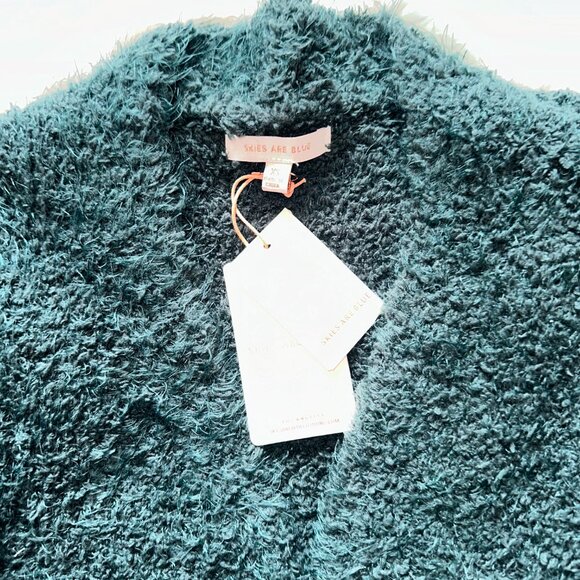 Skies Are Blue Fuzzy Cardigan Sweater Dark Green - Picture 3 of 3